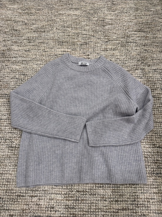 Pura cashmere Sweaters - 100% CASHMERE Light Gray Ribbed Crew Neck Cashmere sweater
